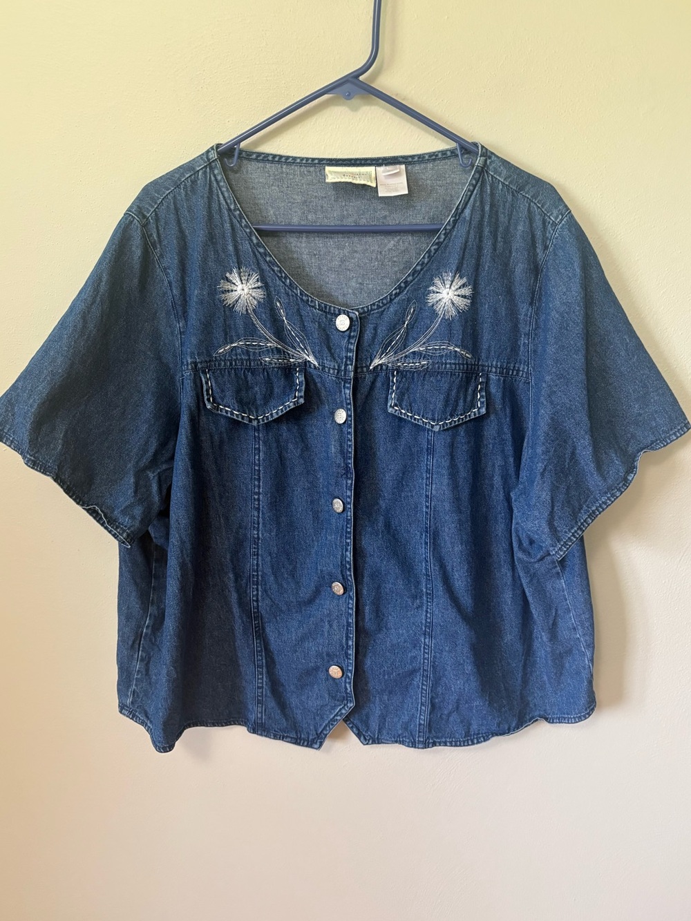 Susan Bristol Casuals Denim Embroidered Top